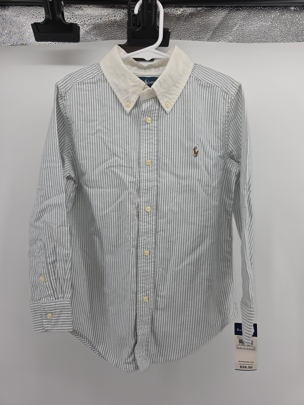 Ralph Lauren Men’s Blue/White Stripe Oxford Button-Down Shirt